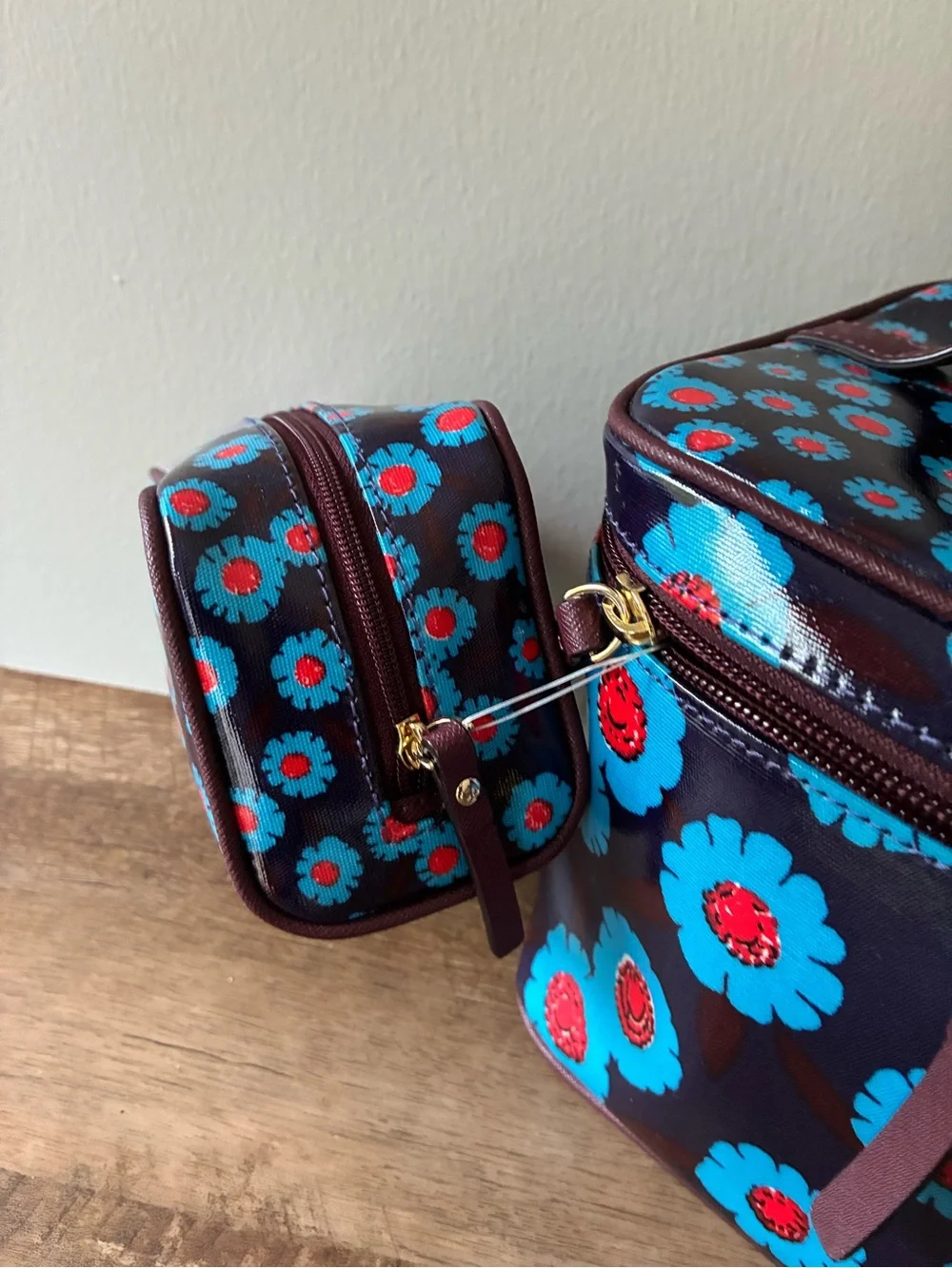 Kate Spade Natalie Cosmetic Case & Pouch Two Piece Set, Peacock Tangier Floral